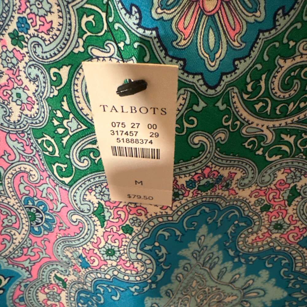 Talbots Shimmer Paisley Print Pink Blue - Picture 5 of 5